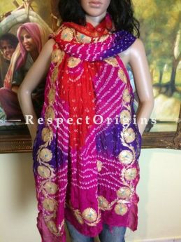Buy Red, Pink n Purple Bandhani Georgette Stole at RespectOrigins.com
