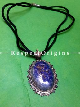 Oval shaped Silver Pendent With Lapis Lazuli, RespectOrigins.com