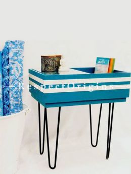 Buy Blue Wood and Iron Recomposed Side Table At RespectOrigins.com