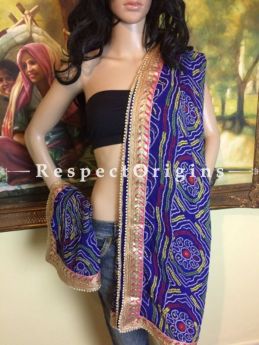 Buy Blue,Yellow n Gold Bandhani Georgette Stole at RespectOrigins.com
