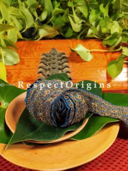 Beautiful Embroidered Silk Border; With Blue Base, Golden Gota Work ; RespectOrigins.com