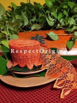 Beautiful Embroidered Silk Border; Orange Lace Work; RespectOrigins.com