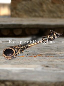 Buy Brass Krishna Havan Spoon With Flute And Peacocks At RespectOrigins.com