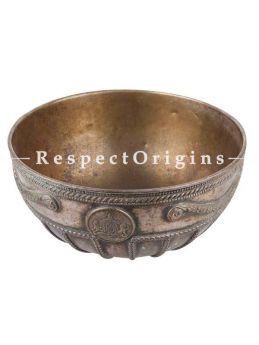 Buy Brass Bowl With Embossed Hand Chiseled Floral Bands And Decorated Rim At RespectOrigins.com