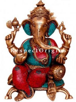 Buy Seated Ganesha in Brass; 22 inch At RespectOrigins.com