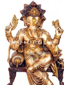 Buy Handcrafted Pure Brass Idol of Lord Ganesha; 20 inch At RespectOrigins.com