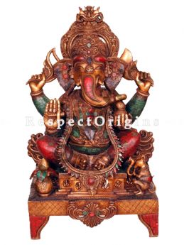 Buy 44 Inches Exclusive Lord Ganesha Brass Statue Multicolour at RespectOrigins.com