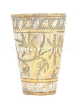 Buy Brass Lassi Glass With Silver Plating Leaves And Flower Etched At RespectOrigins.com