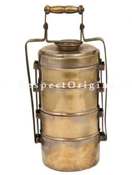 Buy Brass Collectible Picnic or Vintage Tiffin Carrier; 4 boxes & a detachable holder. At RespectOrigins.com