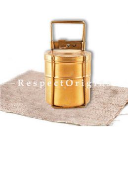 Buy Brass Picnic or Tiffin Carrier with 2 Boxes and detachable Handle At RespectOrigins.com