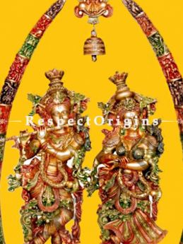 Buy Antique Stone Finish Lord Radha Krishna Statue Brass 44 Inches at RespectOrigins.com