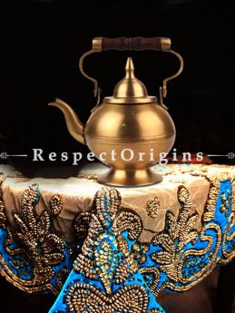 Buy Pure Brass Tea Pot With Wooden Handle and Dome Shape Lid At RespectOrigins.com
