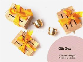 Gift Box; 1 Brass Tea Light and 2 Votive's; RespectOrigins.com