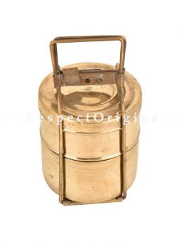 Buy Picnic or Lunch Box With 2 boxes in Brass With detachable holder At RespectOrigins.com