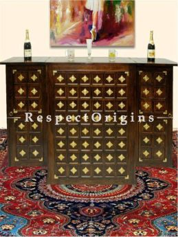 Buy Brass Work Vintage Finish Wood Carved Bar Cabinet; Brown At RespectOrigins.com