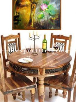 Buy AlexRound 4 Seater Dining Table; Wood with Latticework. At RespectOrigins.com
