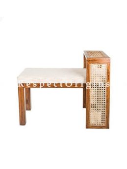 Buy Buy Brown Teak and Rattan Cane Table Bench At RespectOrigins.com