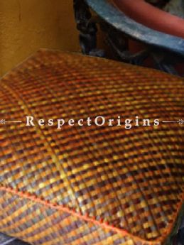 Buy Handcrafted Square Shape Floor Cushion; Screw Pine Leaf; Brown; Ecofriendly At RespectOrigins.com