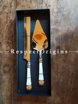 Buy Mother of Pearl Cake Serving Set with Gold Plated Steel At RespectOrigins.com
