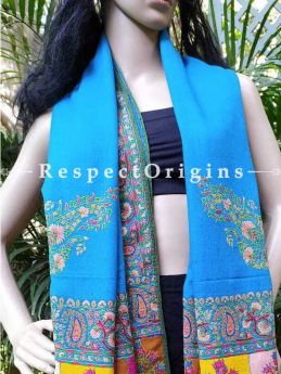 Buy Camelia Pashmina Embroidered Blue Sozni Kashidakari Shawl Jamavar Palla At RespectOriigns.com