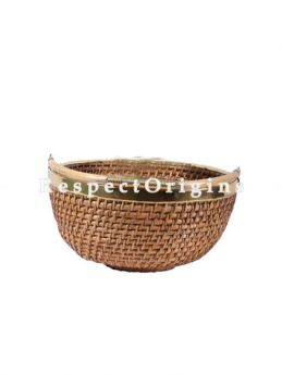 Buy Ecofriendly Hand Braided Round Rattan Cane Planter & Brass Trim and Handle; RespectOrigins.com
