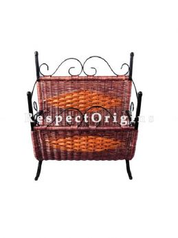 Buy Rattan Cane Magazine Holder with Wrought iron trimming; RespectOrigins