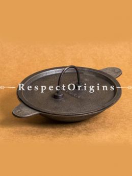 Buy Round Cast Iron Pan with Lid- Appa Chatti; Dia - 8.5 in; Handcrafted Traditional Cookware; Toxic-free and Hand Seasoned At RespectOrigins.com