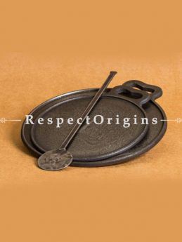 Buy Round Set of 2 Cast Iron Dosa Pans with Ladles; Dia - 10 and 13 in; Handcrafted Traditional Cookware; Toxic-free and Hand Seasoned At RespectOrigins.com
