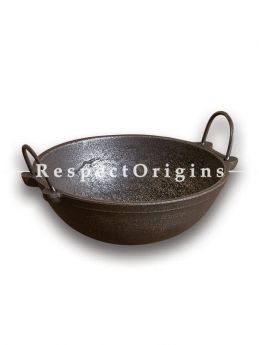 Buy Cast Iron Frying Pans - Kadhai; 3000 Ml; Dia 10.5 in; Handcrafted Traditional Cookware; Toxic-free and Hand Seasoned At RespectOrigins.com