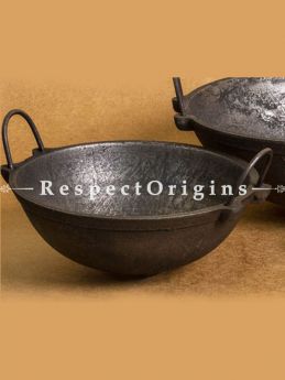 Buy Cast Iron Frying Pans - Kadhai Set of 3; Handcrafted Traditional Cookware; Toxic-free and Hand Seasoned; Small, Medium and Large At RespectOrigins.com