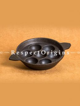 Buy Round Cast Iron Paniyaram Pan With Flat Bottomed; 7 in; Handcrafted Traditional Cookware; Toxic-free and Hand Seasoned At RespectOrigins.com