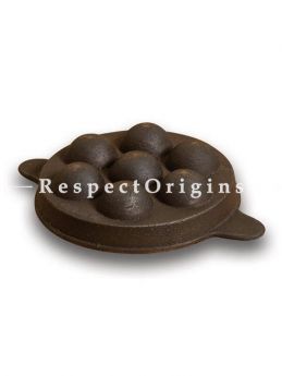 Buy Round Cast Iron Paniyaram Pan Non Flat Bottom; 9 in; Handcrafted Traditional Cookware; Toxic-free and Hand Seasoned At RespectOrigins.com