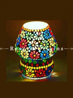 Lovely Handcrafted Vibrant Blue Pottery Electric Desk Table Lantern Lamp for Home Decor; 12 Inch; RespectOrigins.com