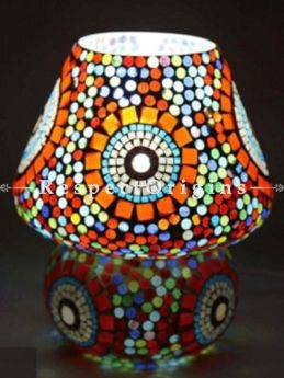 Attractive Handcrafted Glowing Blue Pottery Electric Desk Table Lantern Lamp for Home Decor; 12 Inch; RespectOrigins.com