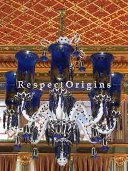 Buy Royal Blue Hand-Crafted 8-Enamel Armed Victorian Gold Painted Lamp Chandelier At RespectOriigns.com