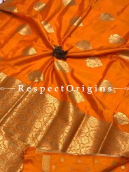 Orange Chanderi Paithani Silk SareeAll Over Butta With RunningDesigner Blouse.Saree-6.2 Meter.; RespectOrigins.com