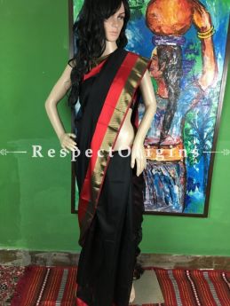 Maheshwari Black & Red Cotton Saree; RespectOrigins.com