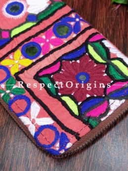 Splendid Passport Holder Zipper Pouch Handcrafted with Tribal Mirrorwork; 8 X 4 Inches; RespectOrigins.com