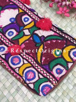 Wonderful Passport Holder Zipper Pouch Handcrafted with Tribal Mirrorwork; 8 X 4 Inches; RespectOrigins.com
