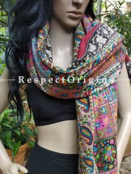 Buy Classic Kashmiri Ladies Pashmina Shawl, Sozni Embroidery in Jamawaar Style; 80x36 in At RespectOriigns.com