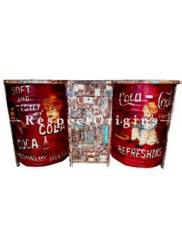 Buy Coke Retro Distressed Finish Bar Set with Stools Hand-painted; Reclaimed Wood At RespectOrigins.com