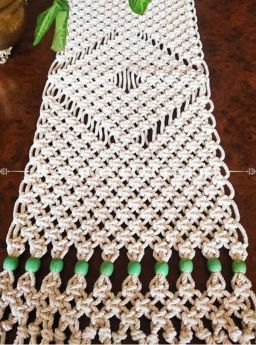 Buy Hand Woven Macrame Thread Table Runner, 38x11 Inches At RespectOrigins.com