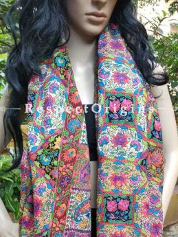 Buy Colourful Sozni Embroidery Kashmiri Ladies Pashmina Shawl; 80x36 in At RespectOriigns.com