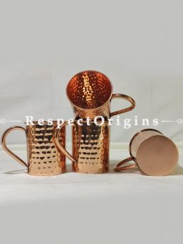 Set of 4 Copper Mug Inside Nickel, Hammered Design, Beer Moscow Mule Mug Cup, Barware; RespectOrigins.com