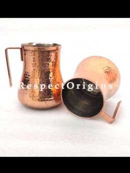 Set of 2 Handmade Pure Copper Water Mug Hammered Leak Proof Ayurvedic Health Benefits Ideal for Home, Barware ; RespectOrigins.com