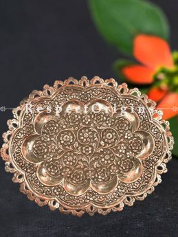 Buy ornate Copper Oval Serving Tray Platter With Decorative Scalloped Edges At RespectOrigins.com