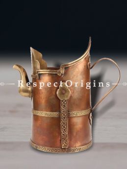 Buy Majestic Copper and Brass Tea Pot With Lovely Carved Bands At RespectOrigins.com