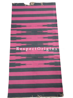 Pink with Black Stripes Waranagal Interlocked Cotton Floor Runner ; Size 2x6 Ft; RespectOrigins.com