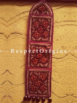 Fabulous Kutchi Embroidery Letter-Holder With 3 Compartments; Wall Hanging; H26xW6 Inches; RespectOrigins.com