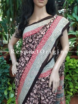Pure Cotton Mul Block Print Summer Saree with Blouse.